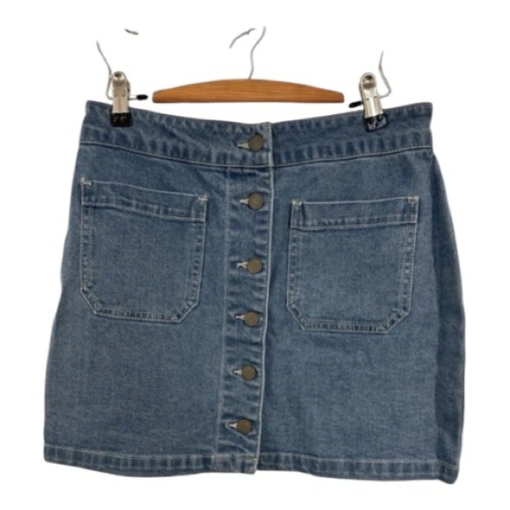 Tgla Stylish Blue Button-Down Denim Mini Skirt – Women's Size M